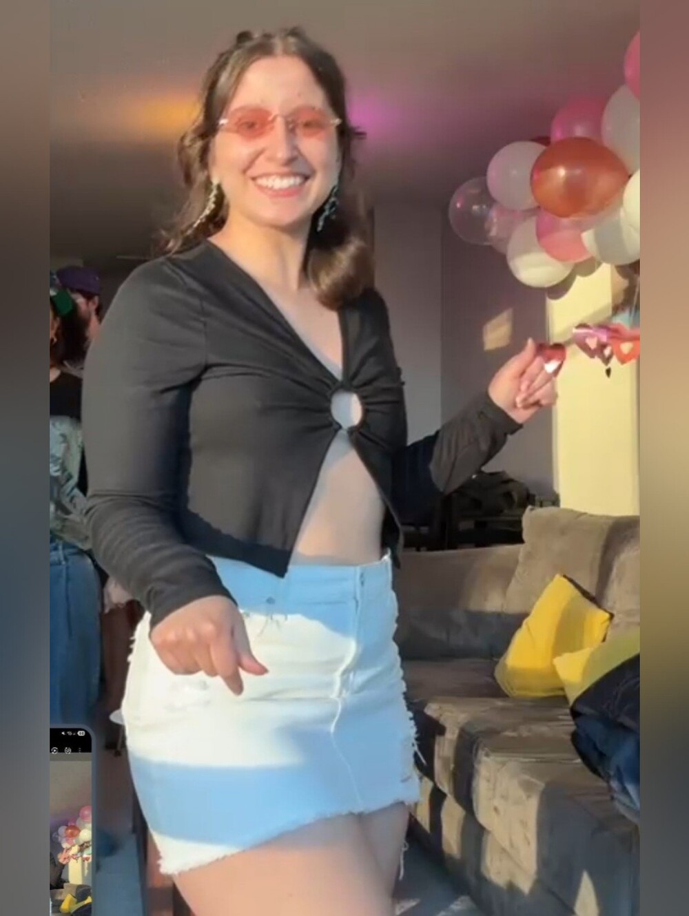 Complete Y2K Outfit - Skirt, Top, Sunglasses